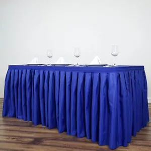 Royal Blue 17 feet POLYESTER PLEATED TABLE SKIRT Tradeshow Wedding Supplies SALE - Picture 1 of 5