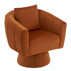 NEW Burnt Orange Velvet Swivel Accent Chair Comfy Barrel Armchair Home  Decor US - Picture 1 of 18