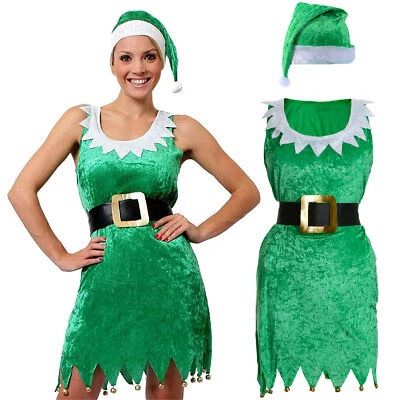 SEXY DISFRAZ DE ELFO SEÑORA VESTIDO DE NAVIDAD ELEGANTE ADULTO MUJER NAVIDAD TRAJE DE FIESTA  Foto 1 de 4