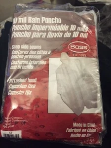 Boss 10 Mil Rain Poncho Clear Rain Coat New!!! - Picture 1 of 1