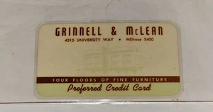 U District Seattle, WA. 1953 Grinnel & McLean Furniture~ Preferred Credit Card - Picture 1 of 3
