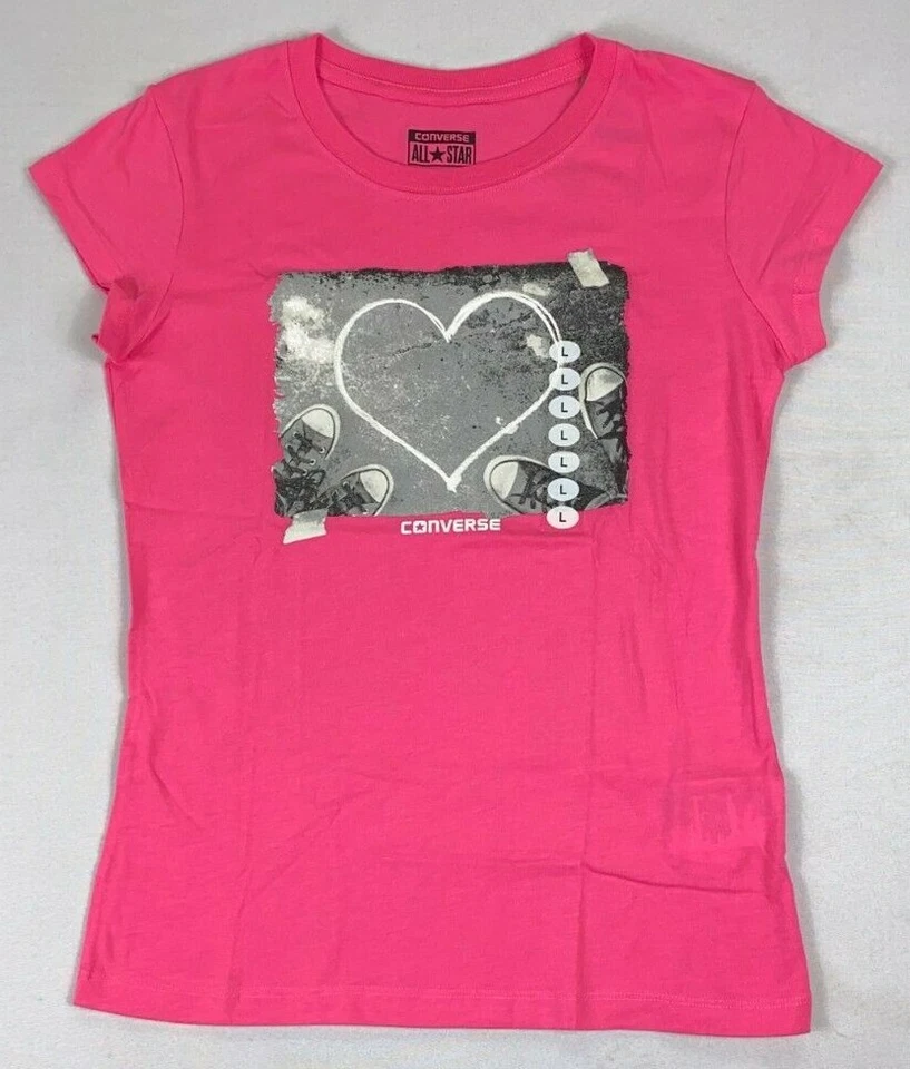 CONVERSE All Star HEART PHOTO Girl's T-Shirt Size Large (12-13)