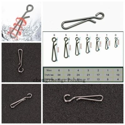 1000Pcs Lock Fishing Swivel Snap Clips Stainless Steel Swivels Snap Size 0#-6# - Image 1 of 4