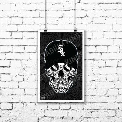 Художественная гравюра с черепом Chicago White Sox Day of the Dead Día de Muertos — 11x17 дюймов - Изображение 1 из 4