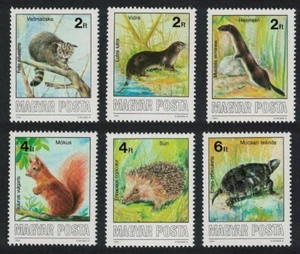 Hungary Hedgehog Squirrel Turtle Stoat Cat Otter Protected Animals 6v 1986 - Picture 1 of 1