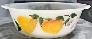Fire King Obst Design Ofengeschirr Schüssel handbemalt Trauben, Pfirsich und Birne) 2 QT - Bild 1 von 12