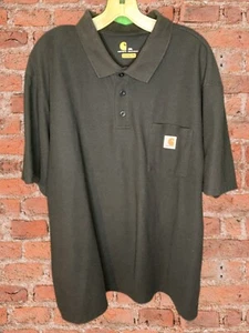 Carhartt Polo 2XL Black Short Sleeve Collared Original Fit Workwear Shirt - Picture 1 of 3