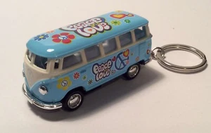Kinsmart Keychain 1962 Blue Volkswagen Classical Bus Peace - Picture 1 of 4