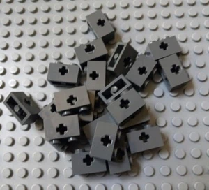 (100) 1x2 Dark Bluish Grey Technic Lego Bricks w/ Axle Hole - Picture 1 of 2