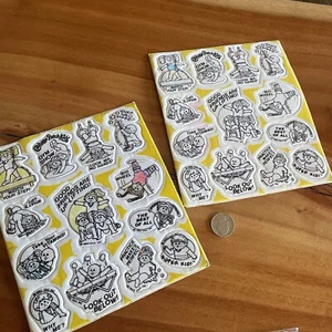 Vtg 80s CPK Cabbage Patch Kids Fuzzy Flocked Coloring Book Puffy Sticker Sheets - Picture 1 of 4