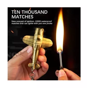 Metal Matchstick Keychain Ring Reusable Lighter Flint Fire Match Starter - Picture 1 of 3