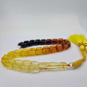 Regenbogenfarben Bernstein facettierte Fassform 8 mm. Islamische Gebetsperlen 45 - Bild 1 von 5