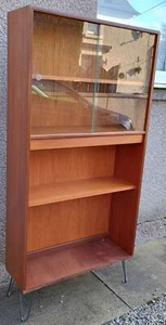 Vintage Mid Century G Plan Drinks Cabinet Glazed Bookcase Shelves Display Unit - Picture 1 of 7