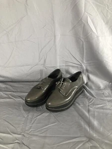 Stuart Weitzman Women's Gray/Black Leather Lace-Up Platform Creepers Size 6.5M - Picture 1 of 6