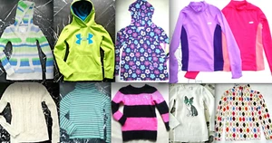 LANDS' END Girls Striped NORDIC Floral CABLE FLEECE Hood Knit SWEATER 4 6 7 8 10 - Picture 1 of 122