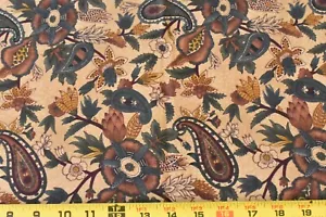 33" Long, Vintage, Green Brown & Tan Floral Paisley, Alexander Henry, Taj, P9804 - Picture 1 of 6