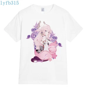 Yae Miko Genshin Impact T-Shirts Men Women White Short Sleeve Tops TEE #7 - Picture 1 of 3