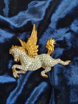 Broche Pegaso Cristal Swarovski Firmado Retirado. Hermosos pedrería raros  Foto 1 de 4