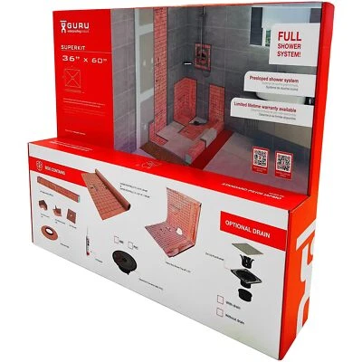 GURU USA SuperKit Kit de Ducha con Bandeja Lite Membrana de Drenaje Inoxidable 36" x 60" Foto 1 de 4