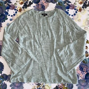 Premise lightweight pale green sweater raglan bell sleeve S zig zag knit - Picture 1 of 9
