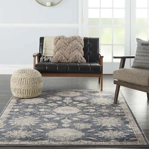 Concerto Transitional Floral Blue/Beige 5'3" x 7'3" Area Rug, (5' x 7') - Picture 1 of 4