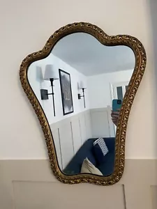 Specchio vintage ornato legno dorato arco barocco grande oro metà secolo - Foto 1 di 6