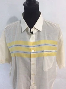 Etcetera  Mens Size XL Button Front S/S Polyester Blend Shirt Ivory/ Yellow - Picture 1 of 8