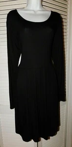 Auselily Size XL Black Stretch Rayon Knit Pleated Loose Swing Woman Dress BNWT - Picture 1 of 12