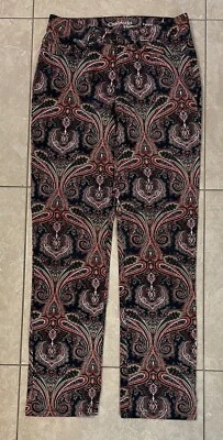 Chadwicks Of Boston Womens Size 4 Pants Favorite Straight Paisley Red Green  - Image 1 of 4