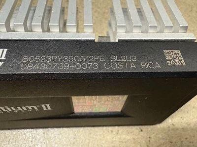 TESTED Intel PII 350Mhz 512k MMX with Heatsink Slot 1 Processor CPU SL2U3 - Image 1 of 2