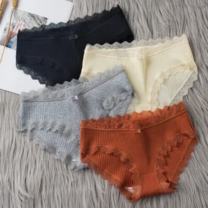 Damen Damen Baumwolle Unterwäsche Slips Nahtloser Spitzenhips Knicker | - Bild 1 von 21