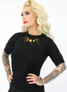 Lunar Phase Rockabilly Top by Hemet - Picture 1 of 2