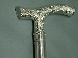Noble Luxury Silver Steel Walking Stick Hiking Cane Fritz Stick Vintage Gift