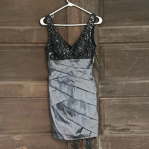 Betsy & Adam Kleid Damen 8 Silber Ärmellos Lagenlook Nylon Pailletten Neu mit Etikett - Bild 1 von 13