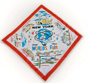 Bufanda Feria Mundial 1965 | Acero Estados Unidos | 28x28 | Rayón | Hecho en Japón - Imagen 1 de 6