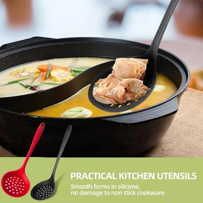 ·Silicone Slotted Skimmer Spoon Foodgrade Silicone Handle Antislip G0B8 - Image 1 of 4