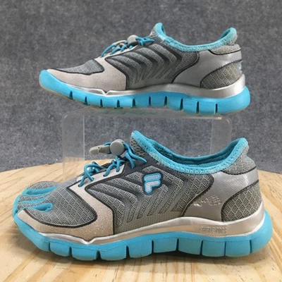 Fila Shoes Womens 6 M Skele-Toes Running Athletic Sneaker Blue Gray Lace Up Flat - Image 1 of 4