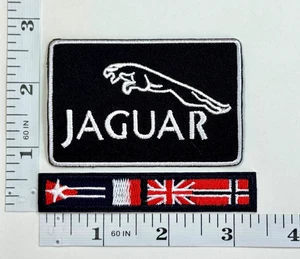 Juego de 2 parches bordados - Autos - Carreras - Plancha - Bandera británica - NUEVO - Jaguar - Imagen 1 de 1