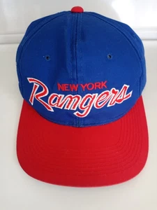 Vtg Sports Specialties New York Rangers Snapback Hat Cap The Twill Script NHL 90 - Picture 1 of 8