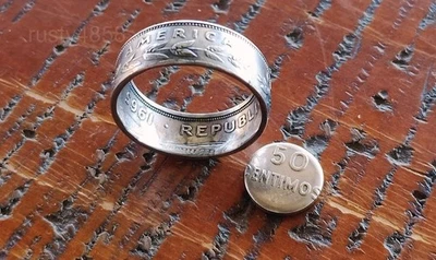 Costa Rica 1965  50 centimos coin ring size US10 Au Q - Image 1 of 4