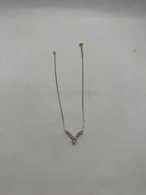 Christian Dior CD Autêntico Vintage Dourado Em Forma de V Colar de Cristal de Strass - Imagem 1 de 4