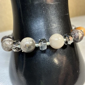 Kunsthandwerk Edelstein und Kristall silberfarben Armband 6,75 Zoll - Bild 1 von 11