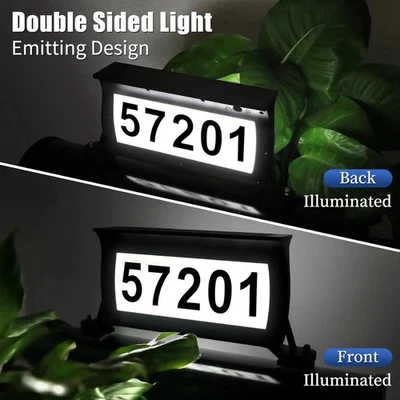 太阳能地址标志邮箱房屋编号牌匾双面 3 浅色 — 第 1/4 张图片