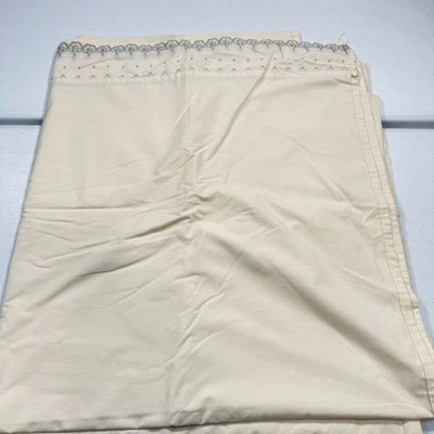 Sábana plana vintage Martex Queen mezcla beige macizo borde encaje EE. UU. Foto 1 de 4