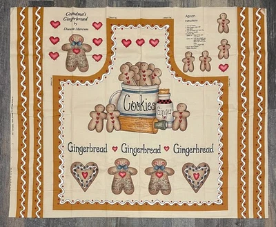 Vintage Dianna Marcum Grandma's Gingerbread Apron Panel Cotton Fabric 35" x 44" - Image 1 of 2