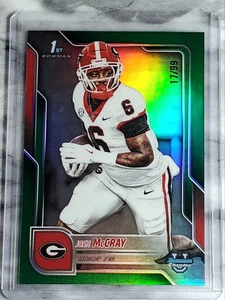 Josh McCray 2025 1st Bowman Chrome Green Refractor 17/99 #173 Georgia Bulldogs  - Bild 1 von 2