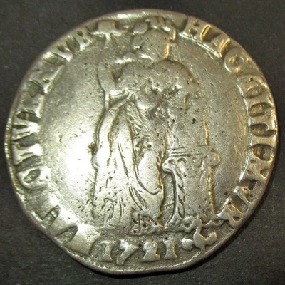 US Colonial DUTCH COLONY SILVER GUILDER Dollar 1721 Virgin of Holland Certificat - Image 1 of 4