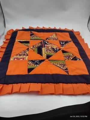 One Throw Pillow Cover 1 Side Quilt Pattern Other Side Native American Style - Image 1 of 4