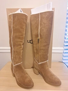 UGG Kasen Tall II Gr.8 Lammfell Stiefel chestnut braun Blockabsatz Winter 1095052 - Bild 1 von 6