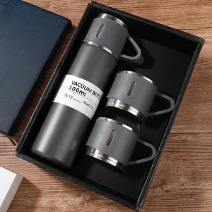 Vacuum Insulated Stainless Steel Thermos Flask Cup Set 500ml Gift Box Travel Mug - Picture 1 of 17